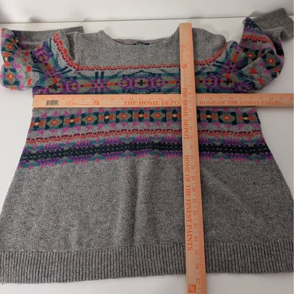 Chaps Fair Isle Sweater Womens Size XL Gray Southwestern Western Long Sleeve - Picture 6 of 8